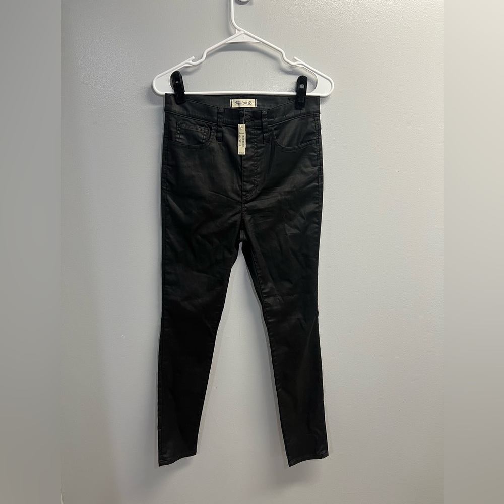 NWT Madewell Black Waxed 10 inch High Rise Skinny Jeans - Size 28